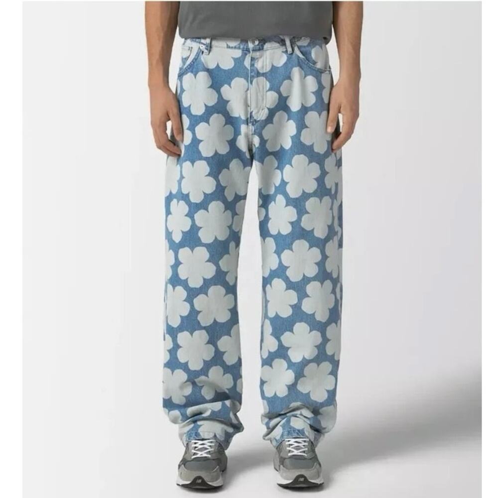 Kenzo L85803 Mens Skye Blue Botan Loose Denim Jeans Size 34 x 34